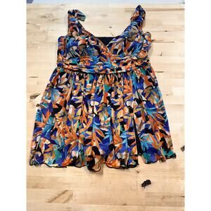 FIT 4 U Shorts 1 Piece Swim Bathing Suit Plus Sz 18W Layered Romper